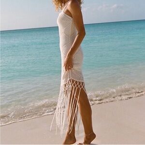 Abercrombie & fitch ivory Crochet Beach dress XS $120 NWT